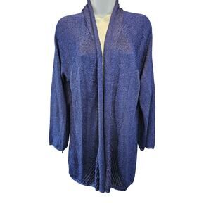 Chicos 3 (XL) purple metallic open cardigan sweater layering knit heavy warm +